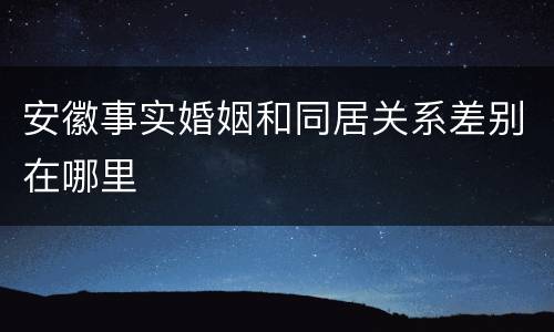 安徽事实婚姻和同居关系差别在哪里