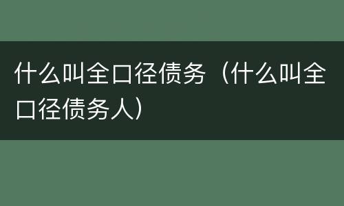 什么叫全口径债务（什么叫全口径债务人）