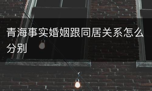 青海事实婚姻跟同居关系怎么分别