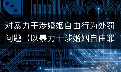 对暴力干涉婚姻自由行为处罚问题（以暴力干涉婚姻自由罪）