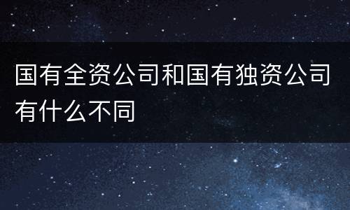国有全资公司和国有独资公司有什么不同