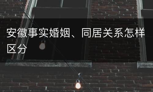 安徽事实婚姻、同居关系怎样区分