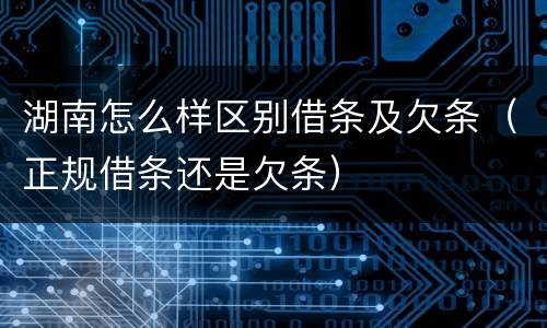 湖南怎么样区别借条及欠条（正规借条还是欠条）