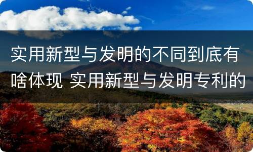 实用新型与发明的不同到底有啥体现 实用新型与发明专利的区别有哪些