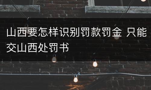 山西要怎样识别罚款罚金 只能交山西处罚书