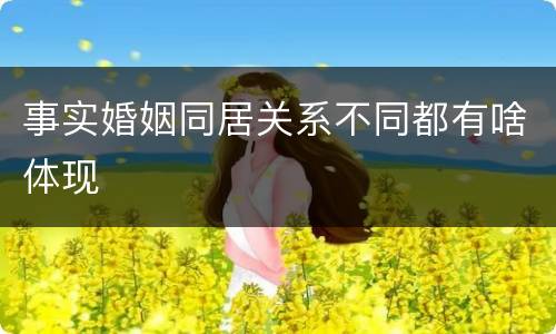 事实婚姻同居关系不同都有啥体现