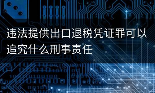 违法提供出口退税凭证罪可以追究什么刑事责任