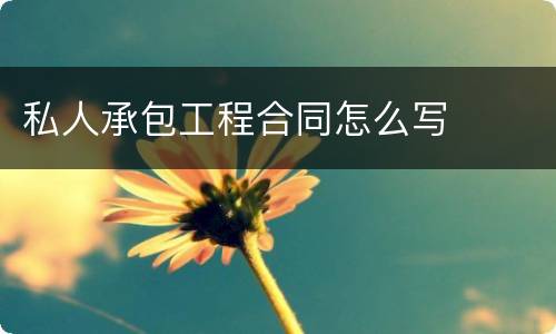 私人承包工程合同怎么写