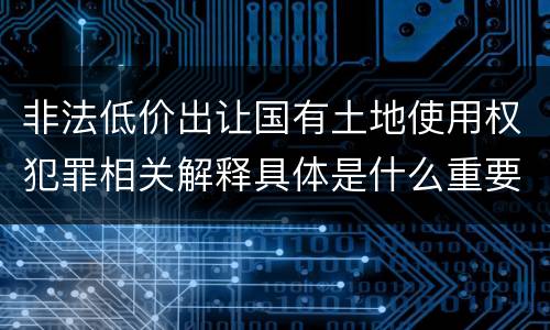 非法低价出让国有土地使用权犯罪相关解释具体是什么重要内容