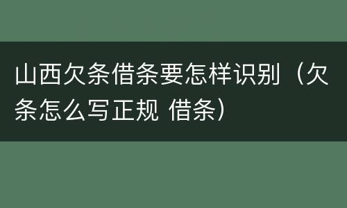 山西欠条借条要怎样识别（欠条怎么写正规 借条）