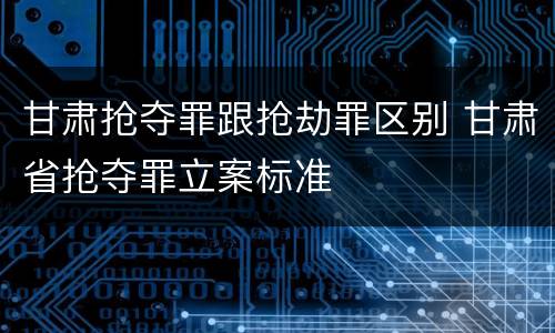 甘肃抢夺罪跟抢劫罪区别 甘肃省抢夺罪立案标准