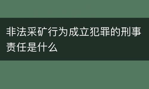 非法采矿行为成立犯罪的刑事责任是什么