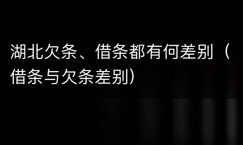 湖北欠条、借条都有何差别（借条与欠条差别）