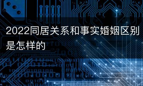 2022同居关系和事实婚姻区别是怎样的