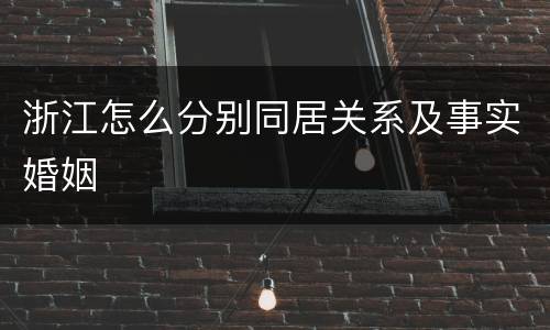 浙江怎么分别同居关系及事实婚姻