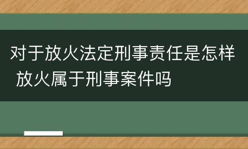 对于放火法定刑事责任是怎样 放火属于刑事案件吗