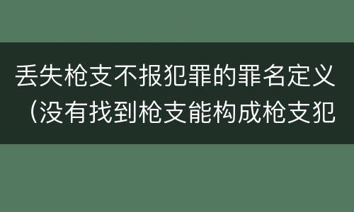 丢失枪支不报犯罪的罪名定义（没有找到枪支能构成枪支犯罪吗）