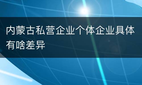 内蒙古私营企业个体企业具体有啥差异