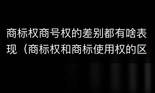 商标权商号权的差别都有啥表现（商标权和商标使用权的区别）