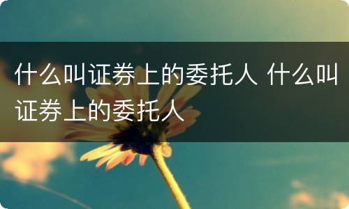 什么叫证券上的委托人 什么叫证券上的委托人