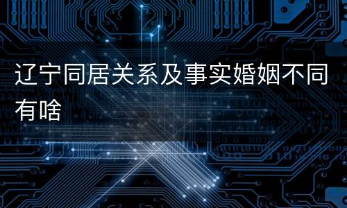 辽宁同居关系及事实婚姻不同有啥 辽宁同居关系及事实婚姻不同有啥