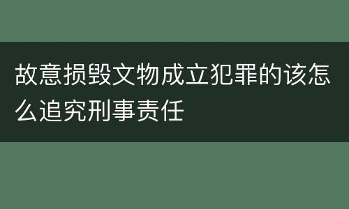 故意损毁文物成立犯罪的该怎么追究刑事责任