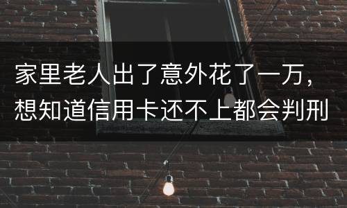 家里老人出了意外花了一万，想知道信用卡还不上都会判刑吗