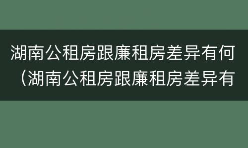 湖南公租房跟廉租房差异有何（湖南公租房跟廉租房差异有何影响）