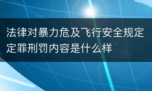 法律对暴力危及飞行安全规定定罪刑罚内容是什么样