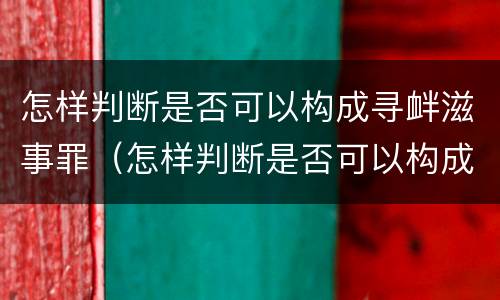 怎样判断是否可以构成寻衅滋事罪（怎样判断是否可以构成寻衅滋事罪立案标准）