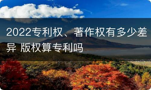 2022专利权、著作权有多少差异 版权算专利吗