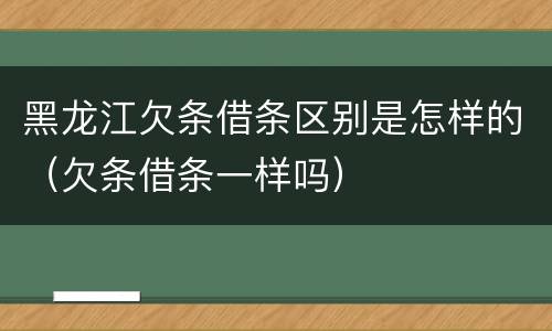 黑龙江欠条借条区别是怎样的（欠条借条一样吗）