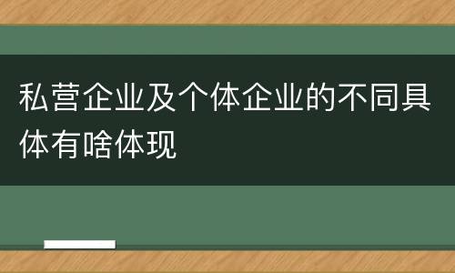 私营企业及个体企业的不同具体有啥体现