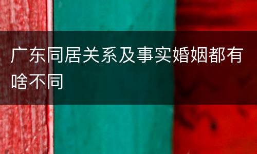 广东同居关系及事实婚姻都有啥不同