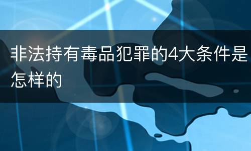 非法持有毒品犯罪的4大条件是怎样的