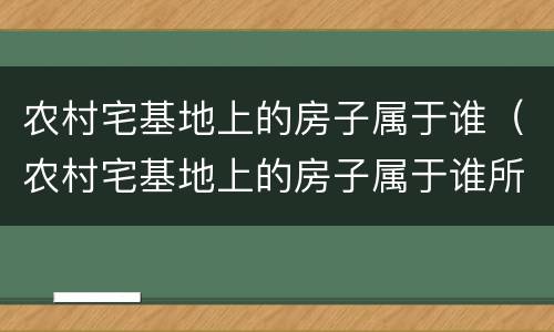 农村宅基地上的房子属于谁（农村宅基地上的房子属于谁所有）
