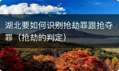湖北要如何识别抢劫罪跟抢夺罪（抢劫的判定）