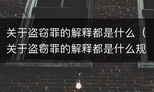 关于盗窃罪的解释都是什么（关于盗窃罪的解释都是什么规定）