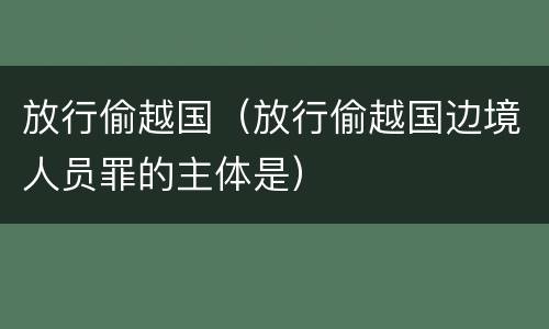 放行偷越国（放行偷越国边境人员罪的主体是）