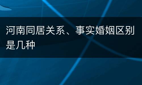 河南同居关系、事实婚姻区别是几种