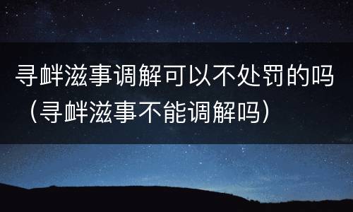 寻衅滋事调解可以不处罚的吗（寻衅滋事不能调解吗）