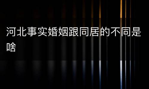 河北事实婚姻跟同居的不同是啥