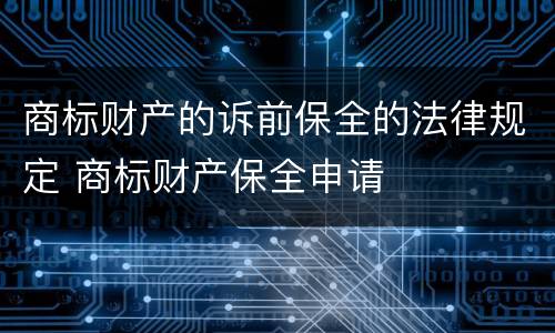 商标财产的诉前保全的法律规定 商标财产保全申请