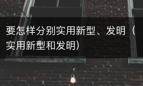 要怎样分别实用新型、发明（实用新型和发明）