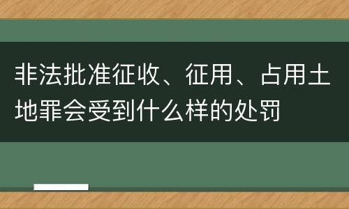 非法批准征收、征用、占用土地罪会受到什么样的处罚