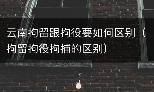 云南拘留跟拘役要如何区别（拘留拘役拘捕的区别）