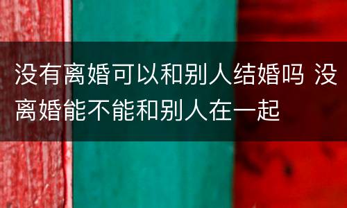 没有离婚可以和别人结婚吗 没离婚能不能和别人在一起