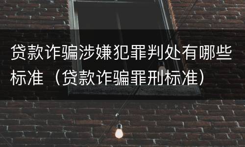 贷款诈骗涉嫌犯罪判处有哪些标准（贷款诈骗罪刑标准）