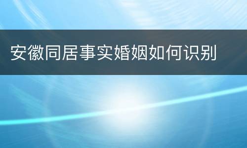 安徽同居事实婚姻如何识别