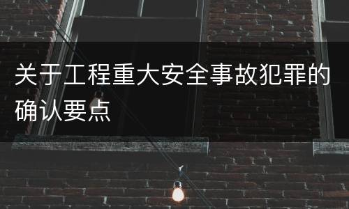 关于工程重大安全事故犯罪的确认要点